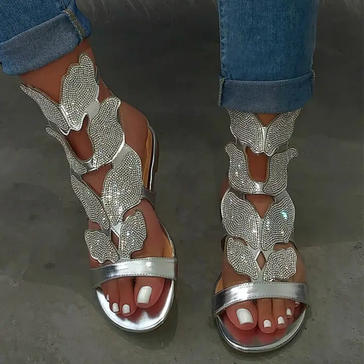 casual low heel gray open toe sandals