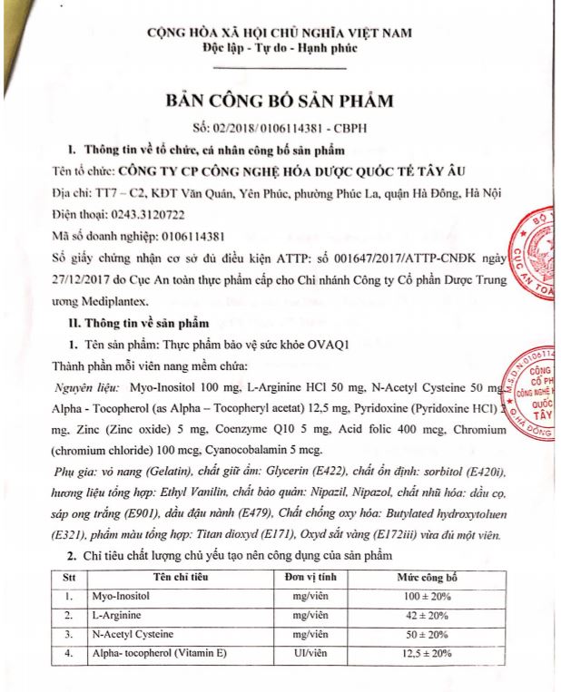 OvaQ1 - Đa Nang Buồng Trứng (Hộp 30 viên)