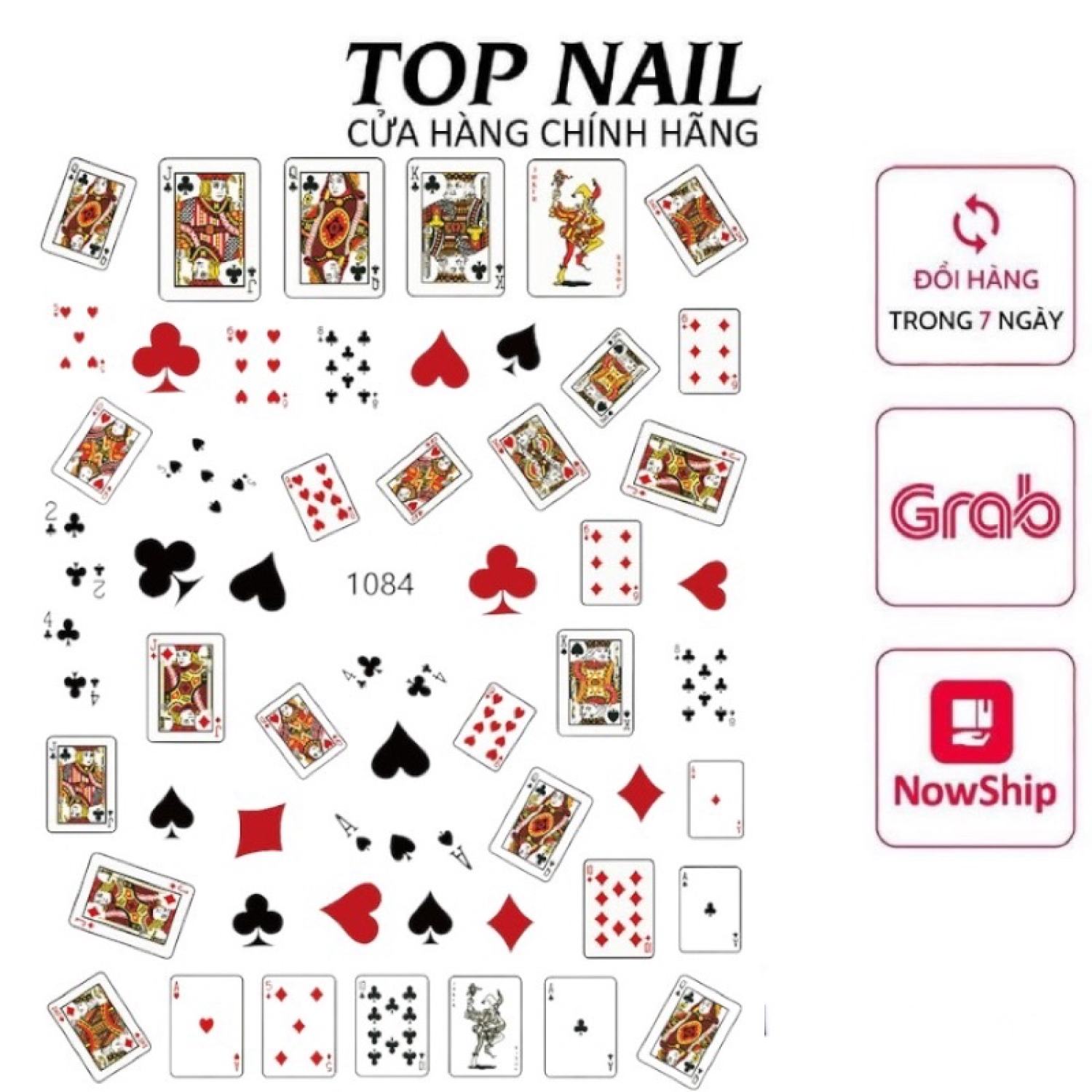Sticker nail,hình dán móng hình quân bài