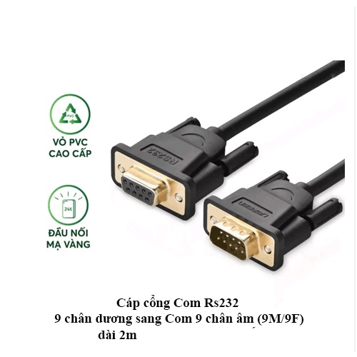 Cáp Cổng Com Rs232 Dương Sang Com Âm 9M/9F dài 2m, dây cổng com RS232, dây cáp cổng com