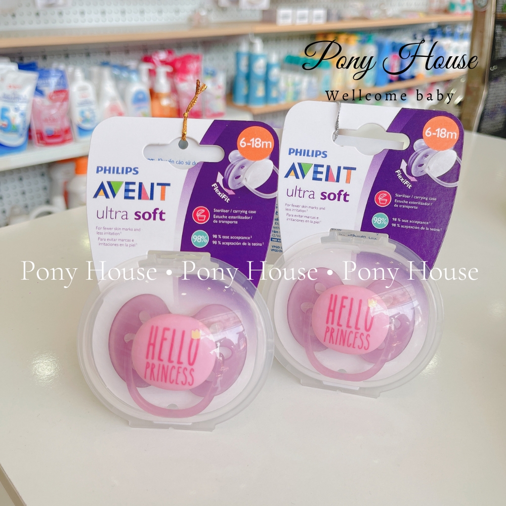 Ty Ngậm/ Ti Giả Avent Chỉnh Nha thông khí Ultra Soft Philips Avent Có Hộp Đựng Chính Hãng