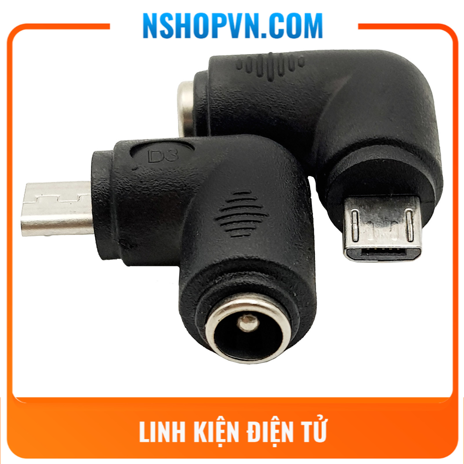 Đầu chuyển đổi DC 5.5x2.1mm sang Micro USB vuông góc