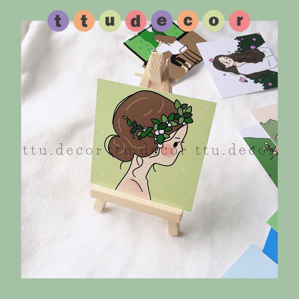 POSTCARD cô gái set 9 tấm decor trang trí - ttu.decor