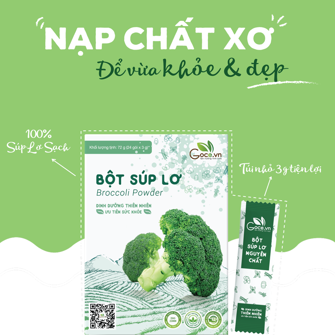 Bột súp lơ nguyên chất Goce (Bông cải xanh) - 72g (24 gói x 3g)
