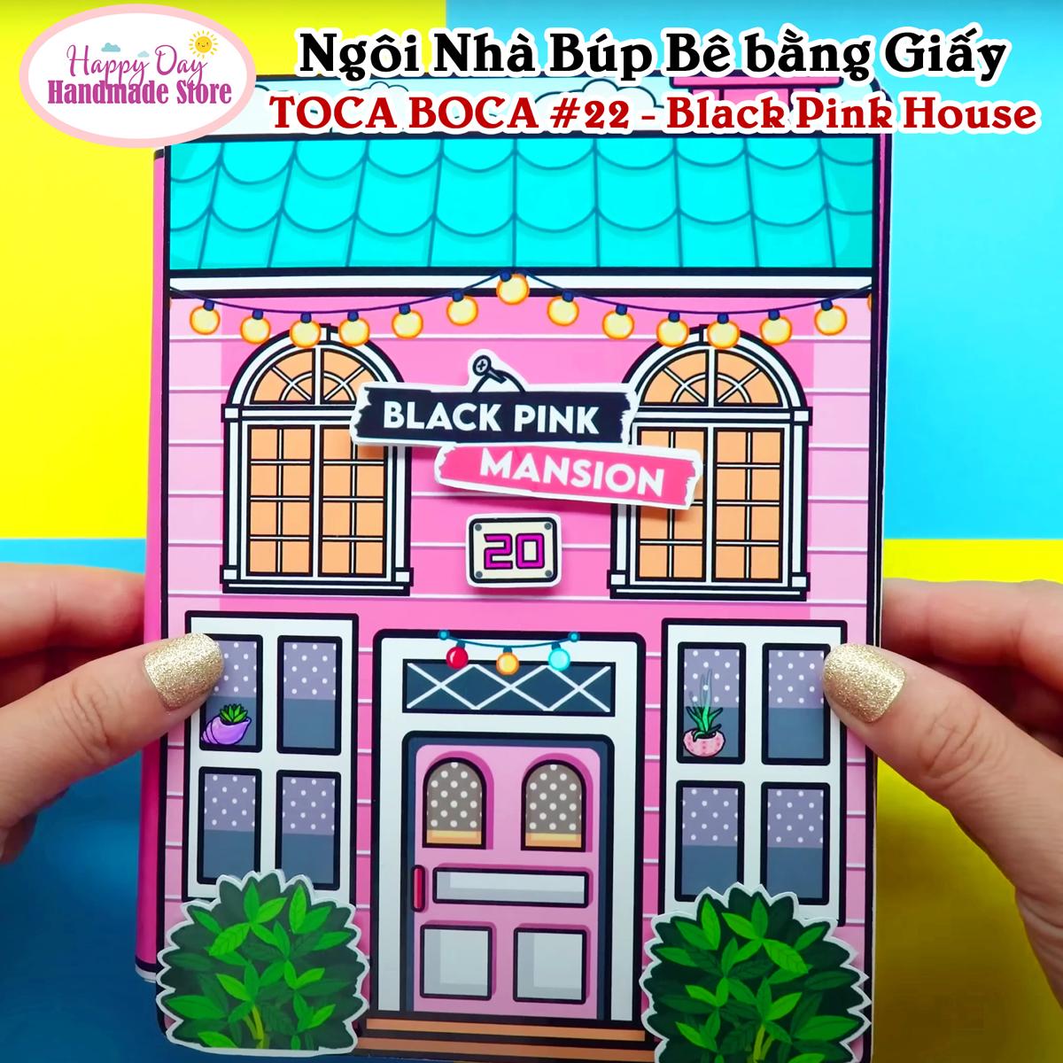 Nhà Búp Bê Bằng Giấy chủ đề Ngôi Nhà của Toca Boca #22 Black Pink House - DIY Tự Làm cùng Con - 1 Bộ Búp Bê Bóc Dán Giúp Bé Tự Chơi - Đồ Chơi Cho Bé- Happy Day Handmade Shop