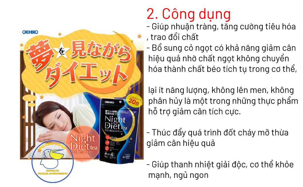 [HCM]TRÀ GIẢM CÂN ORIHIRO NIGHT DIET TEA  24 GÓI