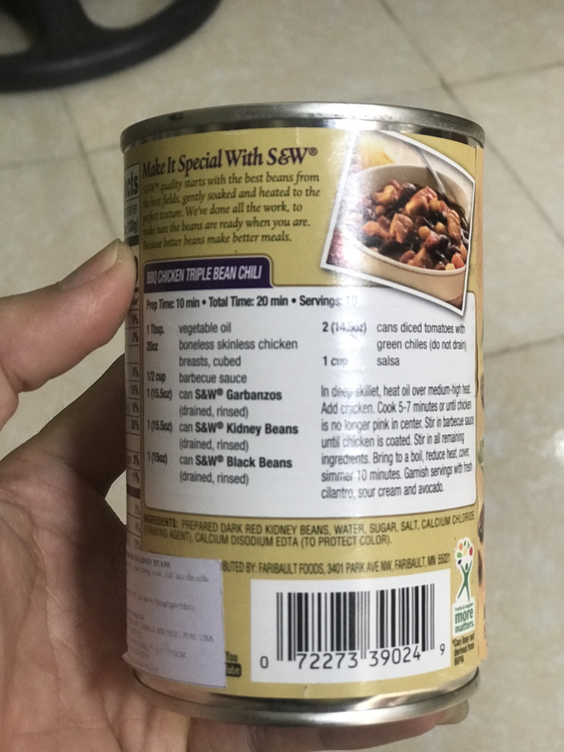 Đậu Thận (Đậu Đỏ Tây) S&W KIDNEY BEANS – hộp 439g