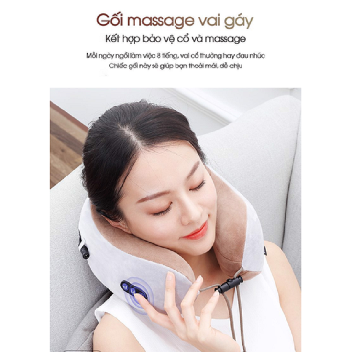 GỐI massage chữ U Đa chức năng Massage Cổ Bảo Vệ Máy Mát Xa Thư Giãn, gối massage cổ - vai - gáy chữ U
