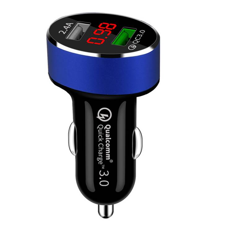 Fast Charge car cigarette lighter socket charger car truck dual USB port dc12-24v LED display
