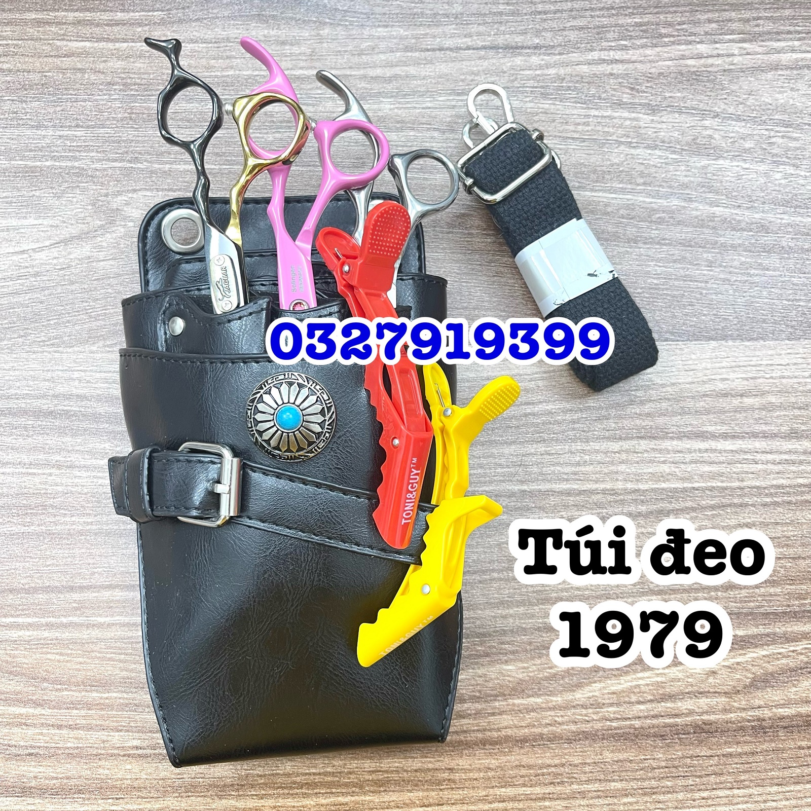 Túi Đeo Đựng Kéo Cắt Tóc MS1979 - Nhiều Ngăn, Khâu Thủ Công, Dây Dài 1m25, Thích Hợp Đeo Hông Hoặc Chéo - Túi Đeo Đa Năng Cho Thợ Làm Đẹp Tóc