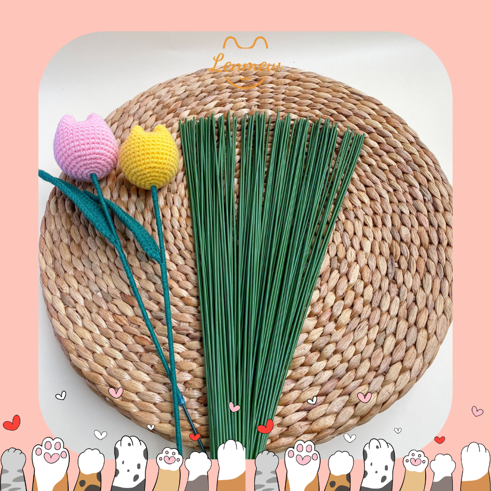 Que Kẽm Làm Cành Hoa Len Handmade (40Cm) (Set 10 Cành)