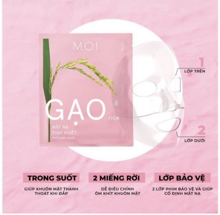 [HCM][Hàng Chính Hãng - Mua 3 tặng 1 ] MẶT NẠ GẠO TINH KHIẾT M.O.I HỘP 3 MIẾNG