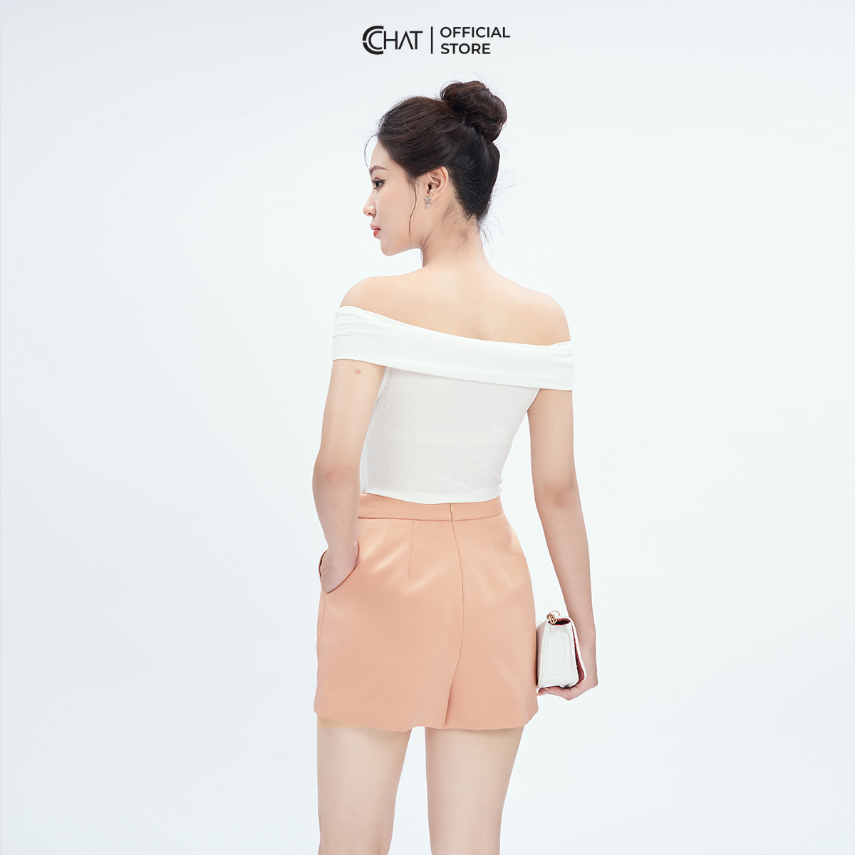 Quần Short Nữ CCHAT Cạp Lật Dáng A Chất Tafta Cao Cấp 53ONB2010AT