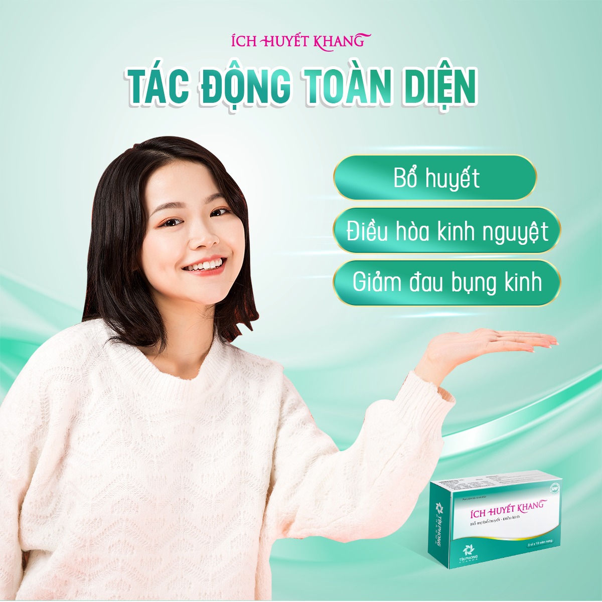 Viên uống giảm rối loạn kinh nguyệt không đều, đau bụng ích huyết khang, bổ huyết điều kinh an toàn hộp 30 viên