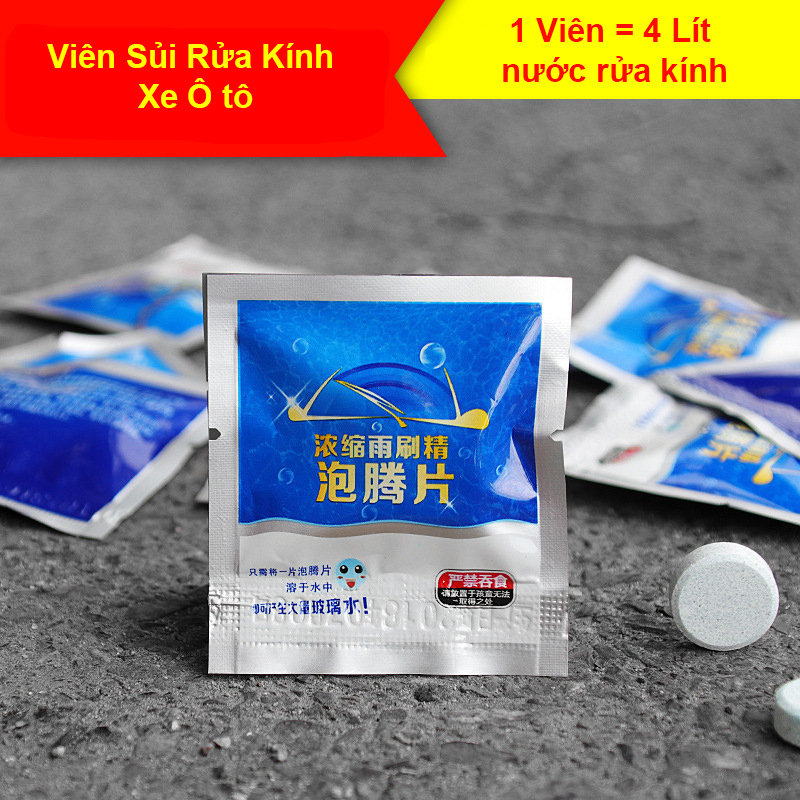 [COMBO 10 VIÊN] Viên Sủi Rửa Kính - Nước Rửa Kính - Viên Rửa Kính - Viên Xủi Rửa Kính - Viên Sủi Rửa Kính Xe Ô tô - Chăm Sóc Kính Xe Hơi - 1 Viên = 4 Lít - Nhập Khẩu