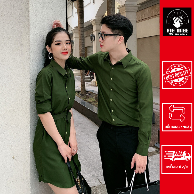 Set áo đôi Fig Tree màu xanh olive Thời Trang cuốn hút