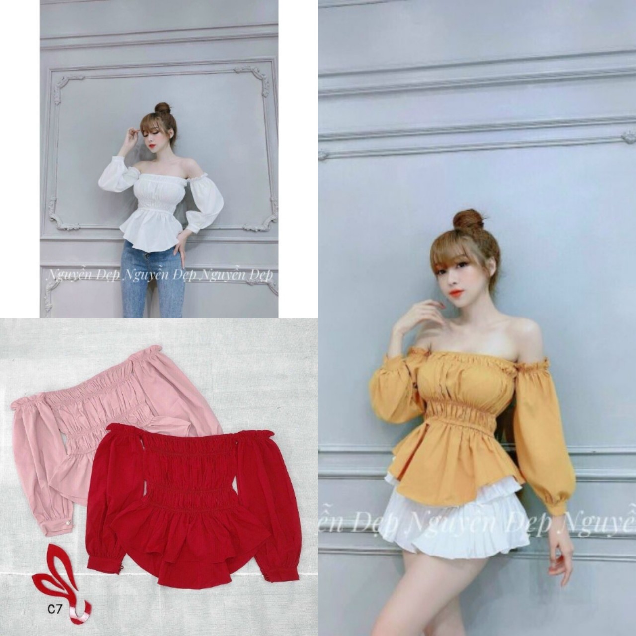 Áo trễ vai nữ tay bồng