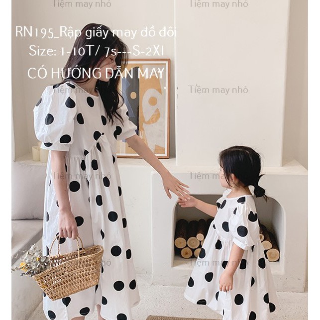 RN195_RẬP GIẤY May Đầm Đôi Mẹ Và Bé