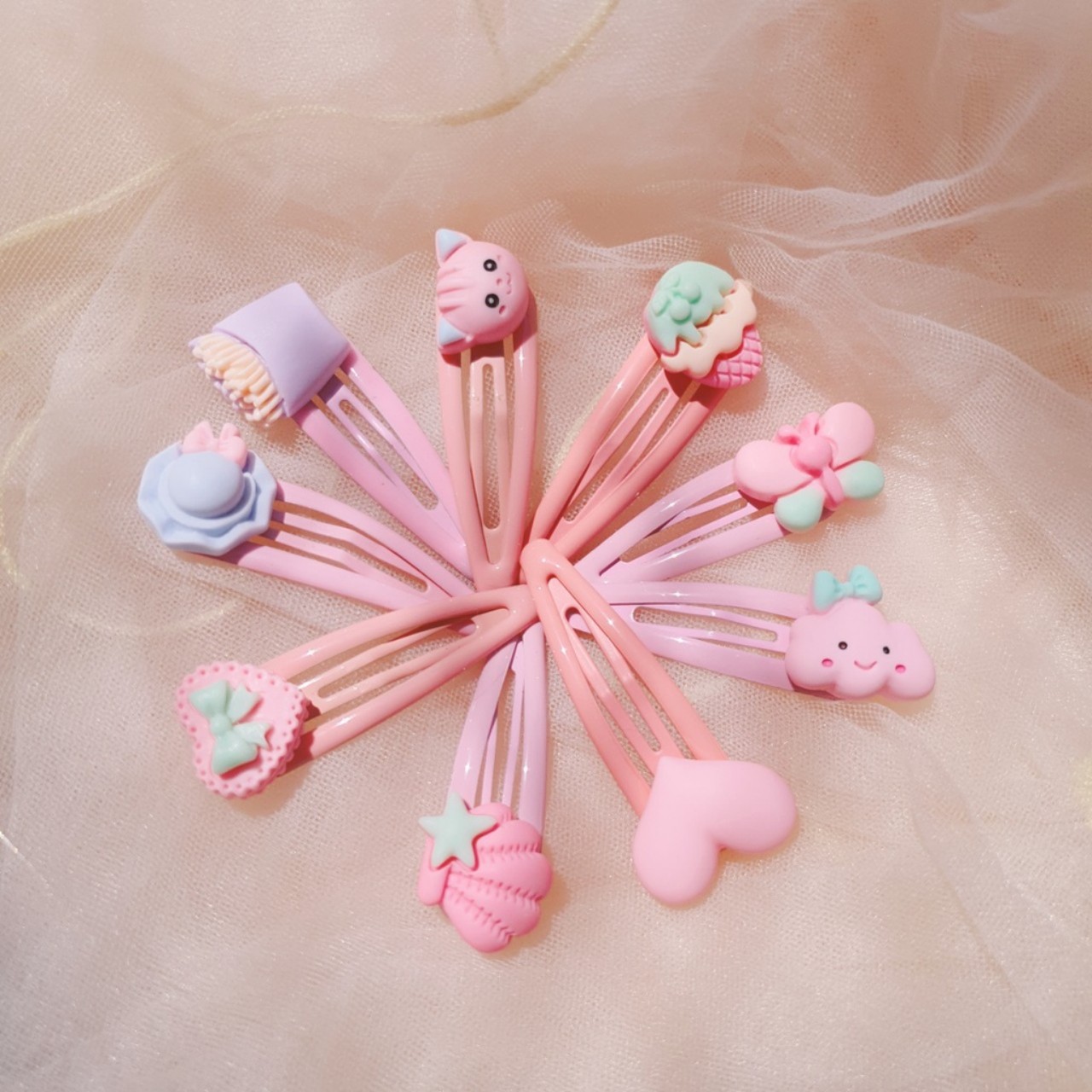 Set 10 kẹp tóc hoa quả xinh xắn dễ thương phong cách Hàn Quốc cho bé yêu