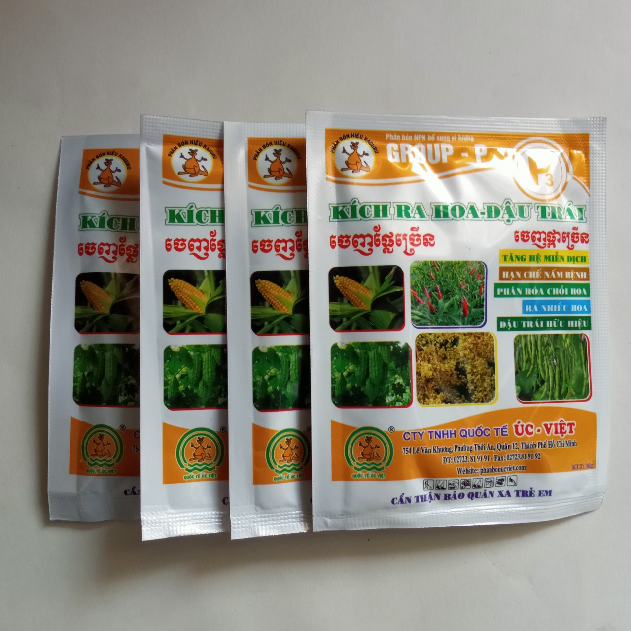Kích ra hoa đậu trái gói 30g, dùng cho hoa màu, ớt, dưa, khổ qua (giá bán 10 gói)