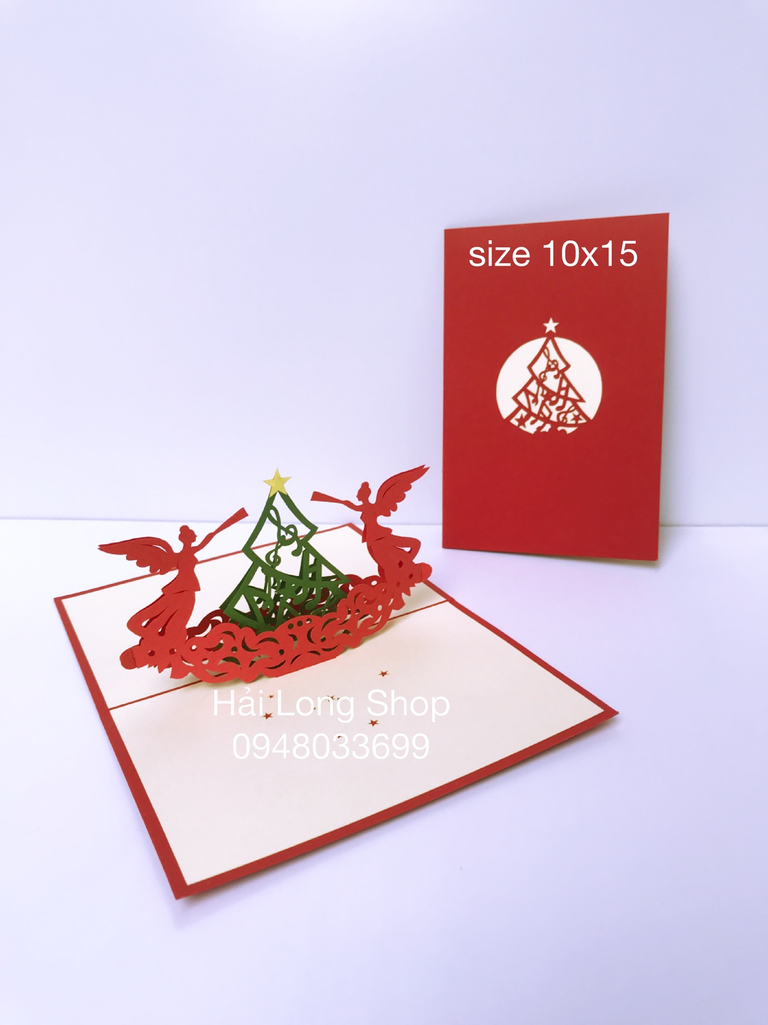 Cây Thông 19 ( 2 thiên Thần ) - Noel - Thiệp 3D