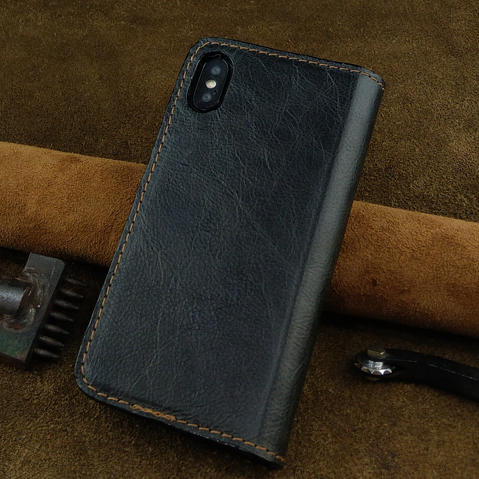 Bao Da Gập Iphone X / XS Handmade Da Bò Thật