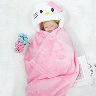 Chăn ủ lông hình thú Kitty hồng cho bé gái