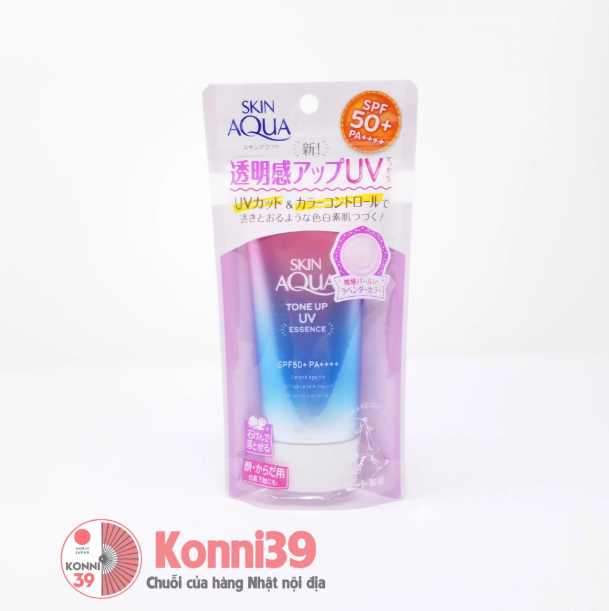 Kem chống nắng SKIN AQUA Tone Up UV Essence SPF50+ PA++++ 80g | Kem chống nắng hiệu chỉnh màu da, nâng tone da, dùng được cho da mụn, nhạy cảm - hàng nội địa Nhật Bản