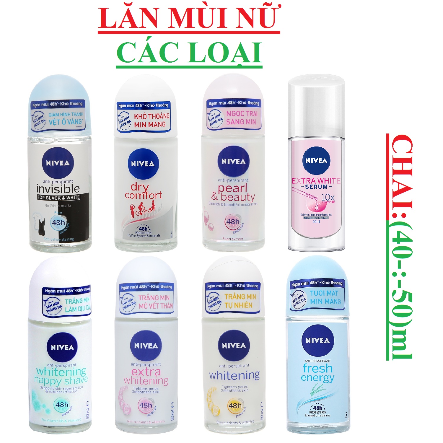 Lăn khử mùi NIVEA nữ 25ml (5 mùi)