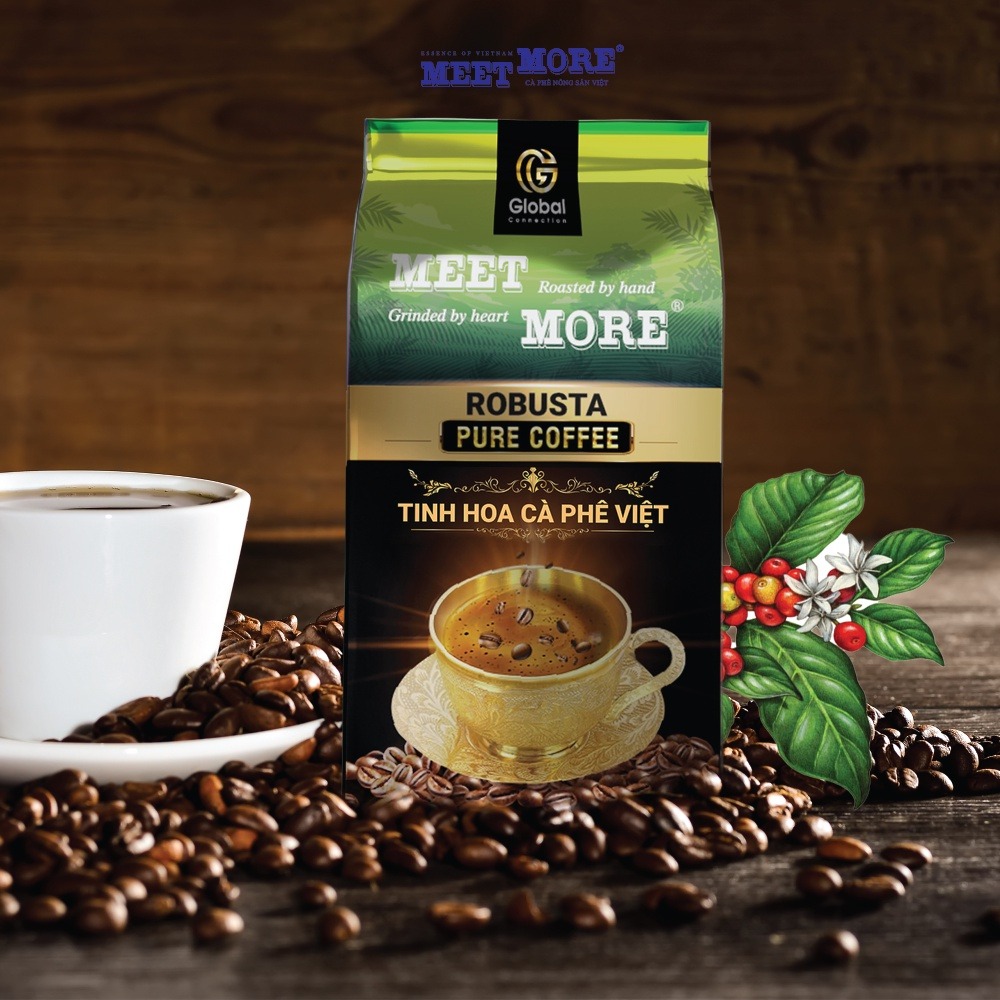 Bịch cà phê rang xay Robusta Pure Meet More 500g
