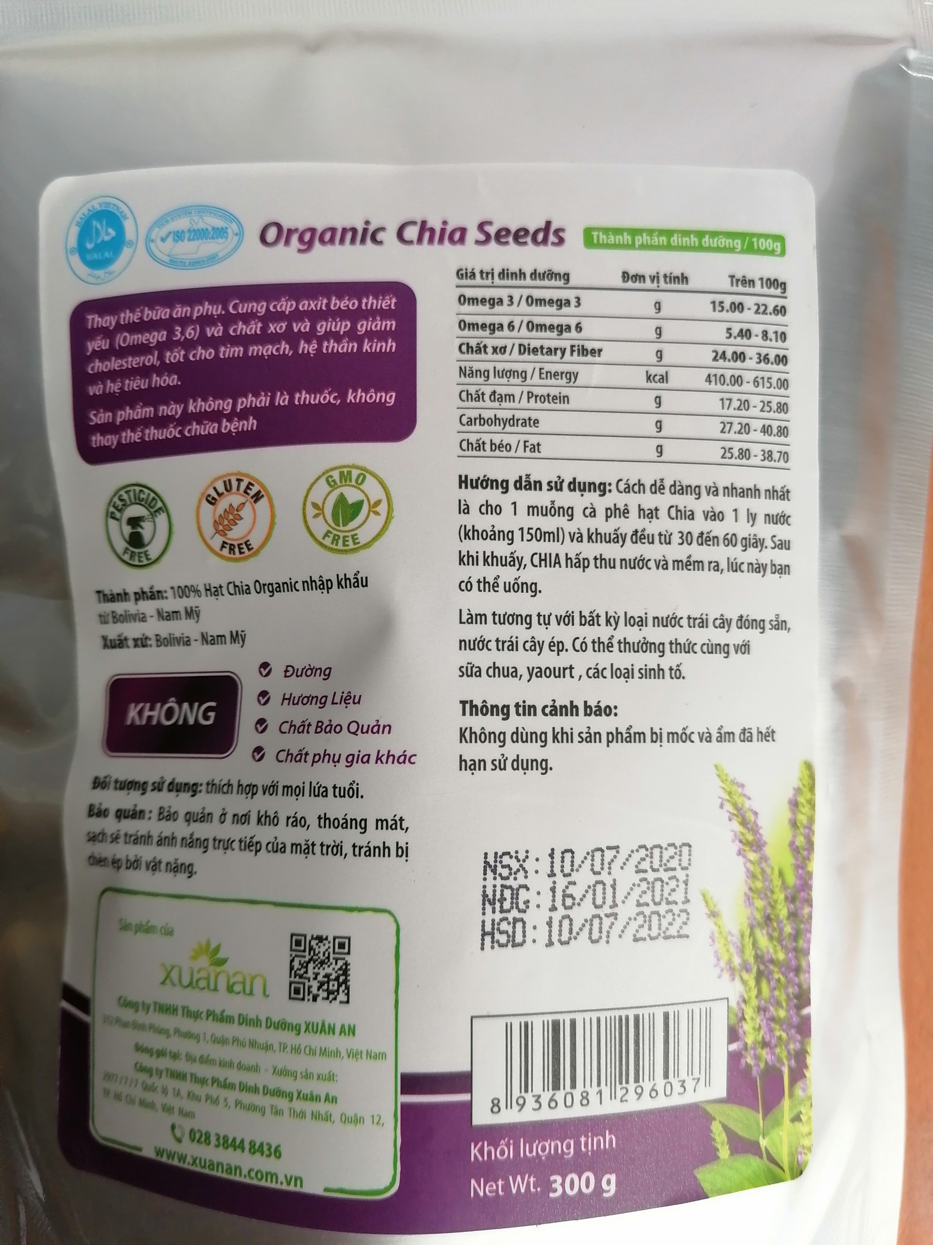[300g] HẠT CHIA HỮU CƠ [VN] XUÂN AN Organic Chia Seeds (halal)