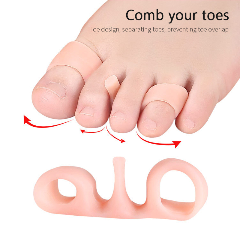 Adboom New【COD Free shipping On Sale】1 Pair of Comfortable Five holes Hallux Valgus Straightener Orthodontic Toe Braces Silicone Toe Foot Cover