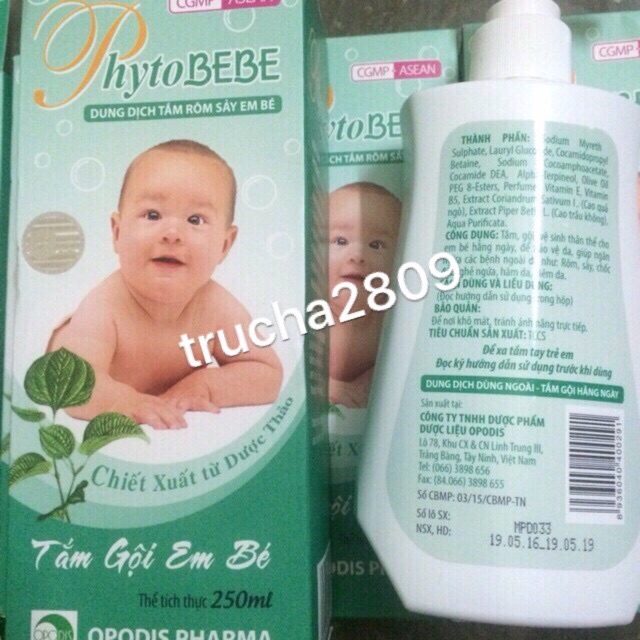 Tắm gội phytobebe rôm sảy cho bé