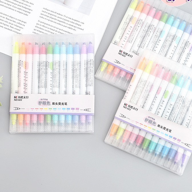 Set 12 bút highlight đủ màu dùng đánh dấu sách