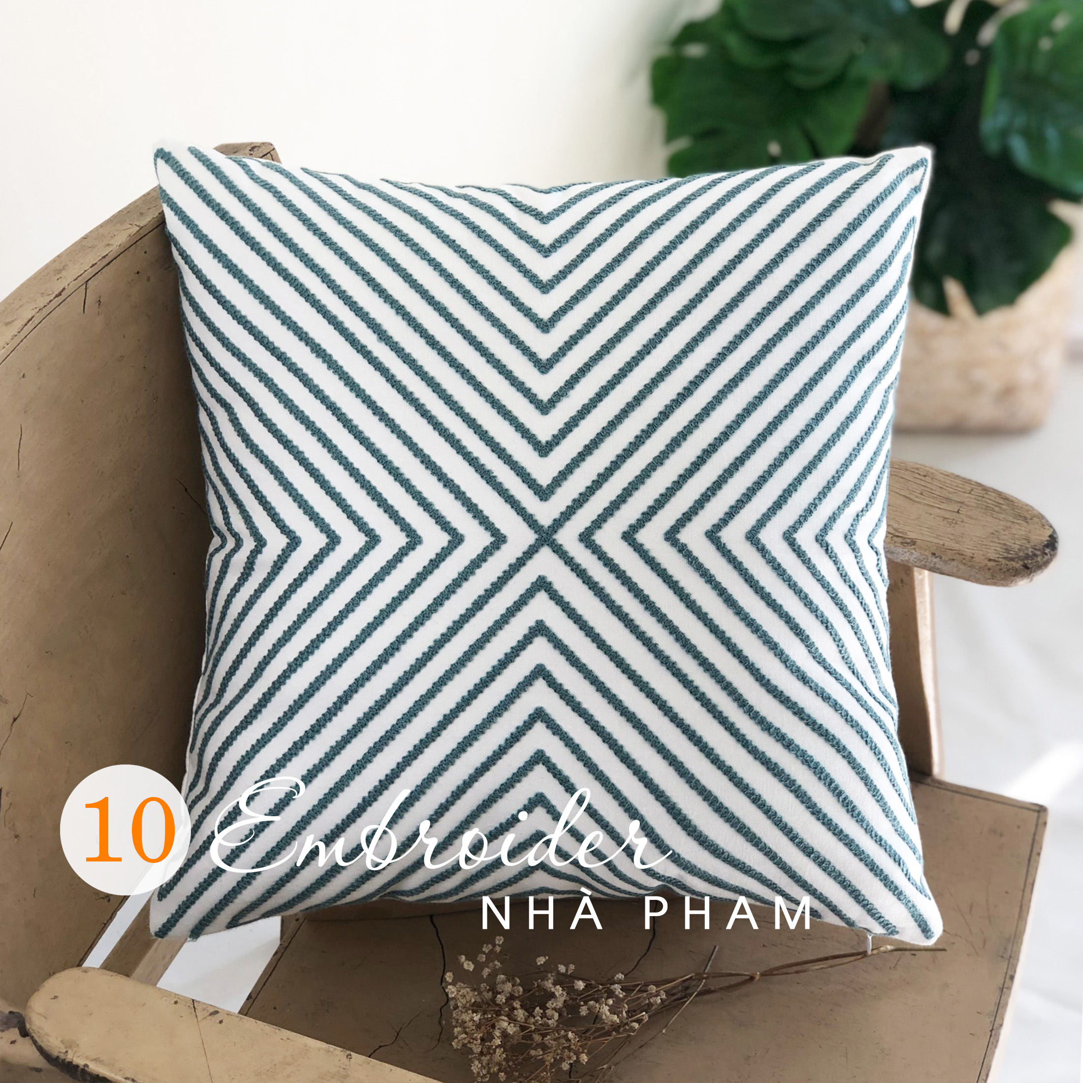 Vỏ Gối Sofa Embroider PHAM (45cm x 45cm)