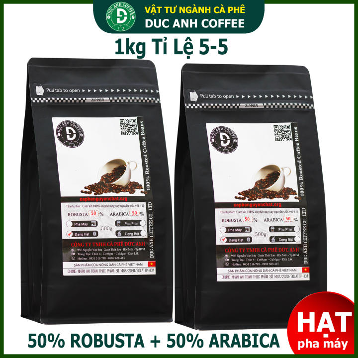 1kg Cà Phê Hạt Pha Máy tỉ lệ 5-5 (50% Arabica + 50% Robusta) rang mộc nguyên chất DUC ANH COFFEE – cafe đức anh – cafe hạt