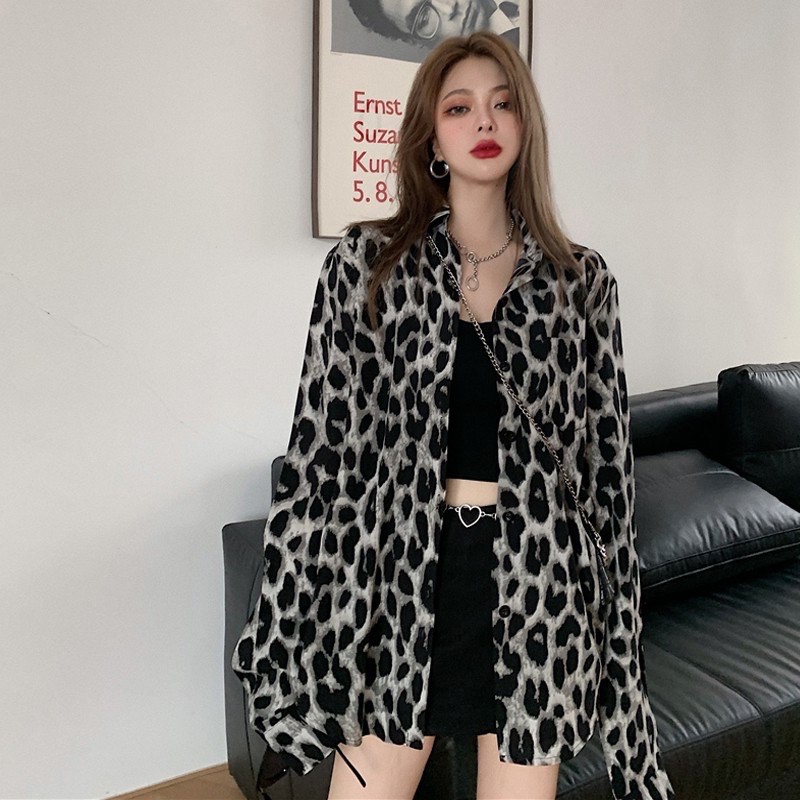 ÁO SƠ MI FROM RỘNG HỌA TIẾT DA BEO