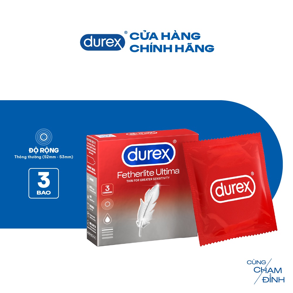 Bao cao su Durex Fetherlite Ultima 3 bao - Siêu mỏng , size 52mm cỡ vừa