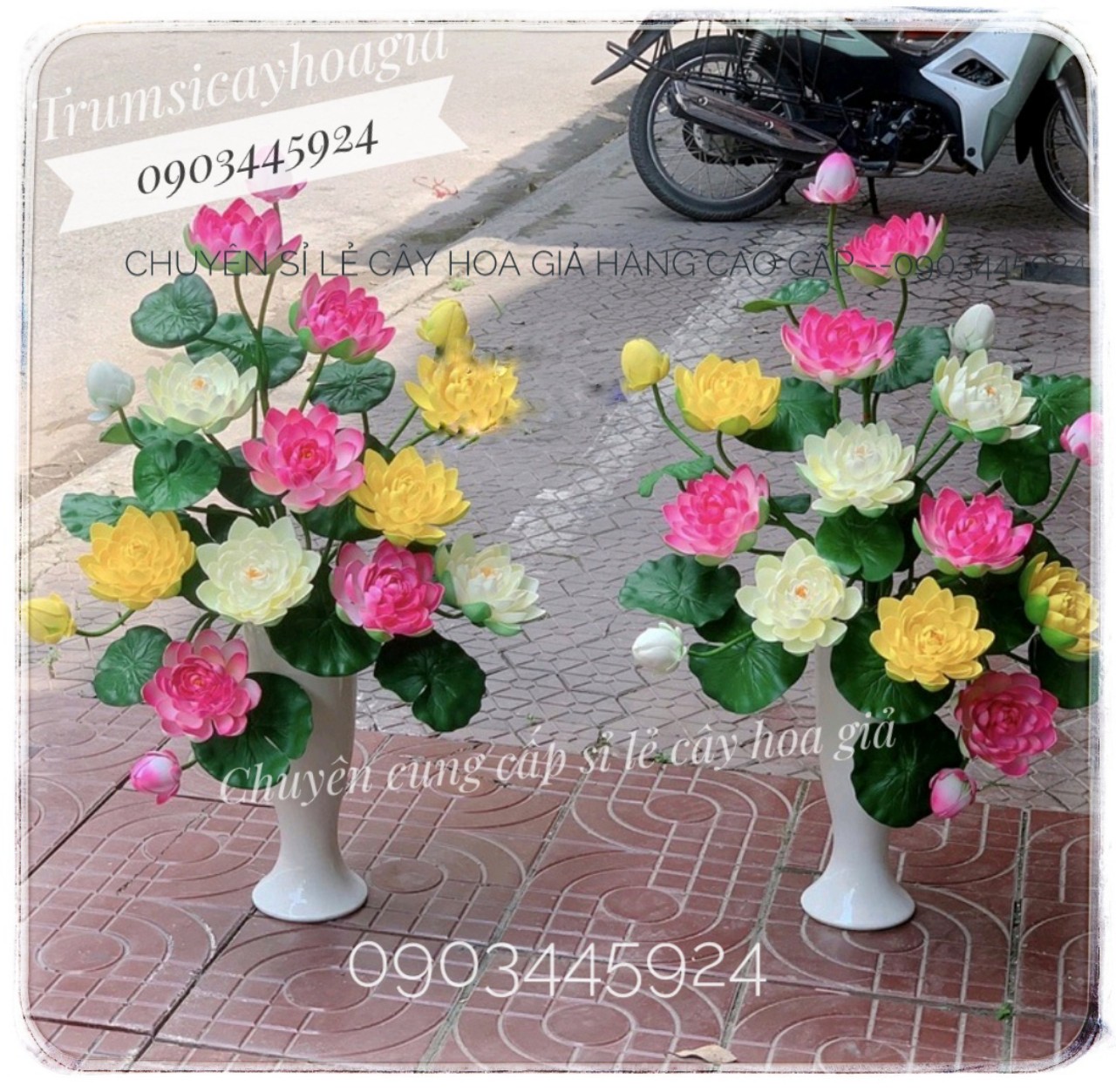 Cành sen xốp cao cấp dài 105cm- Hoa giả