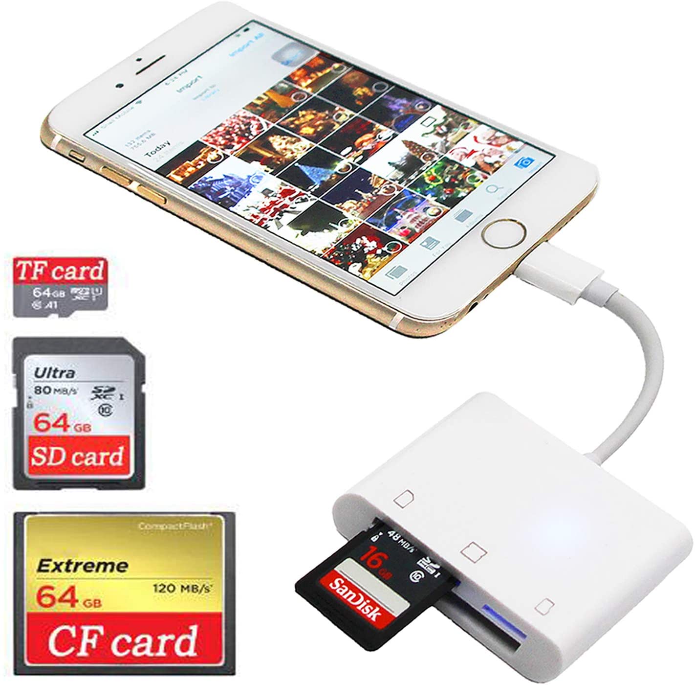 [HCM]Đầu đọc thẻ 3 in 1 TF SD CF cho cổng lightning