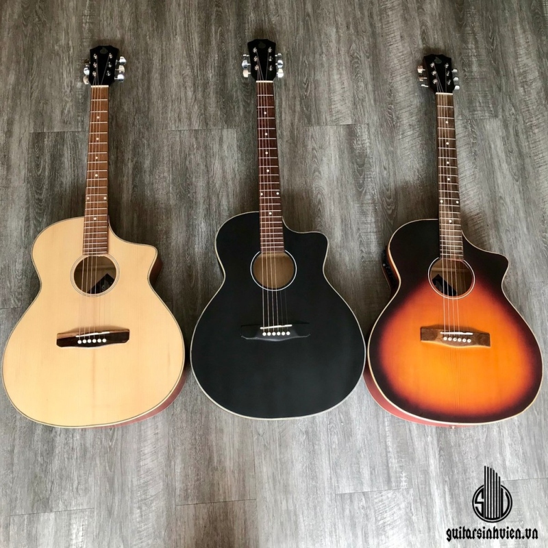 №♈ஐ  Đàn guitar acoustic tập chơi SV-A1 có ty chỉnh cần - Mặt gỗ thông nguyên tấm - Tặng 7 phụ kiện - Bảo hành 1 năm