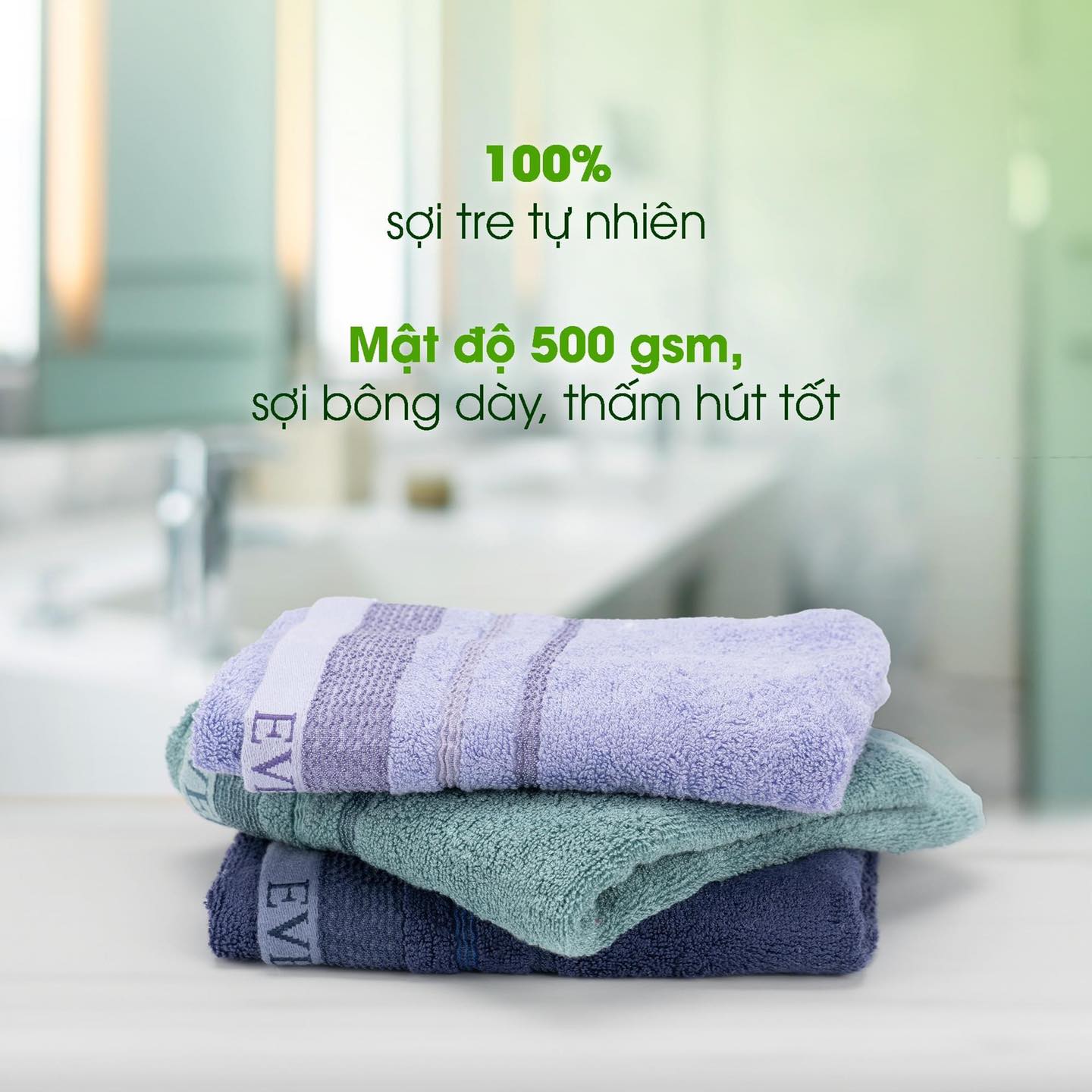 [EVERON Chính Hãng] Khăn mặt sợi tre cao cấp Everon 30x50cm, 40*80 (chiếc)