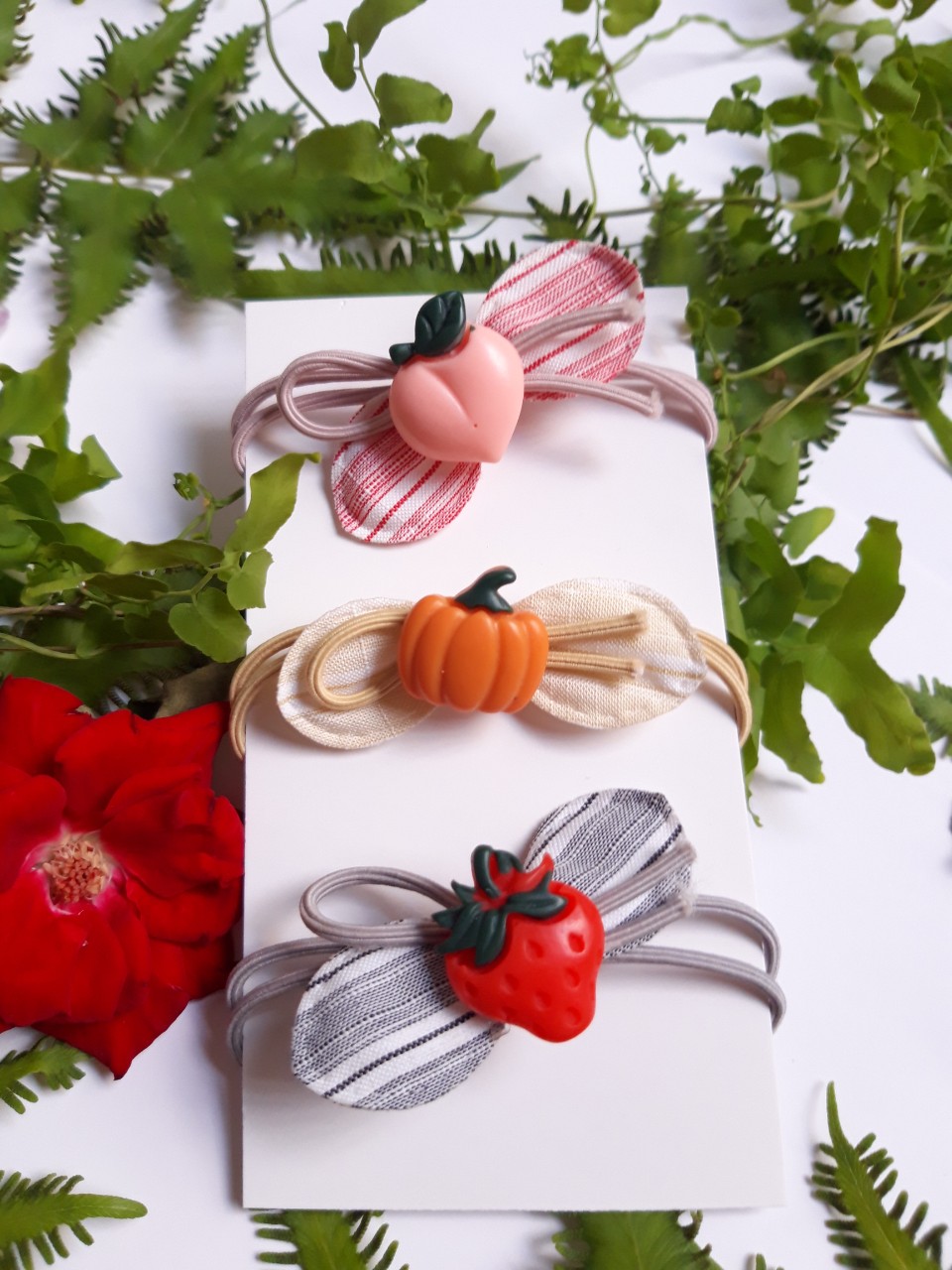 Set of 3 Super Sturdy 4-Season Fruit Hair Ties.
