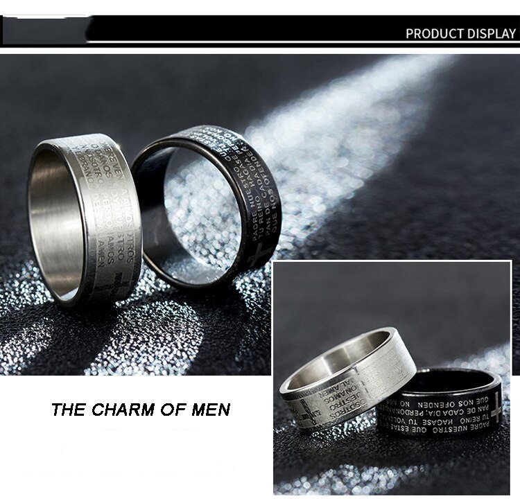 Nhẫn Thép Titan Khắc Chữ Thập
