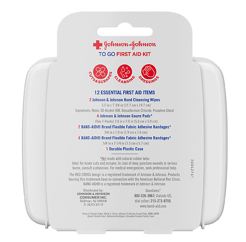 [HCM]HỘP SƠ CỨU Johnson & Johnson TO GO 12 MÓN