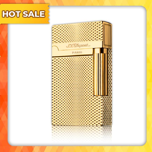 Hộp Quẹt Bật Lửa Dupont D112V Họa Tiết Ô Vuông Sóng Nổi Màu Vàng - Dùng Gas Đá Cao Cấp (KHÔNG CHỨA XĂNG GAS)