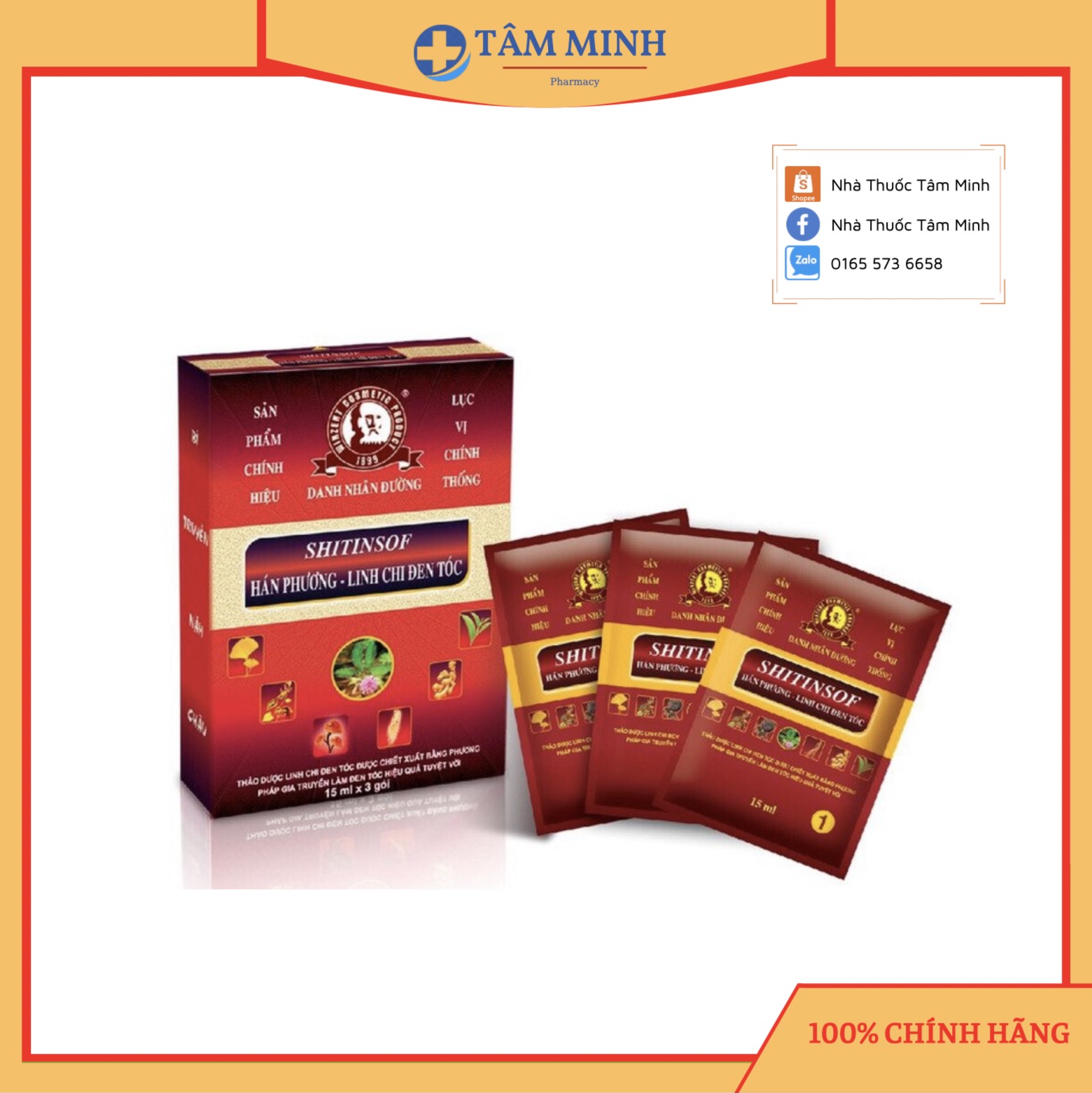 Dầu gội thảo dược đen/nâu tóc SHITINSOF - Hán Phương - Linh Chi