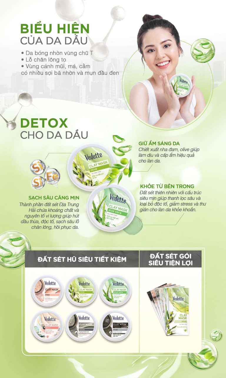 Mặt nạ đất sét Vedette Ô-liu (Olive) 145g