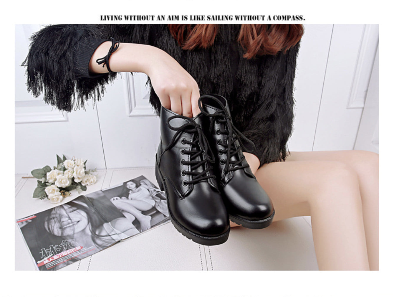 Giày boot nữ phong cách ulzzang đế cao 2cm B148