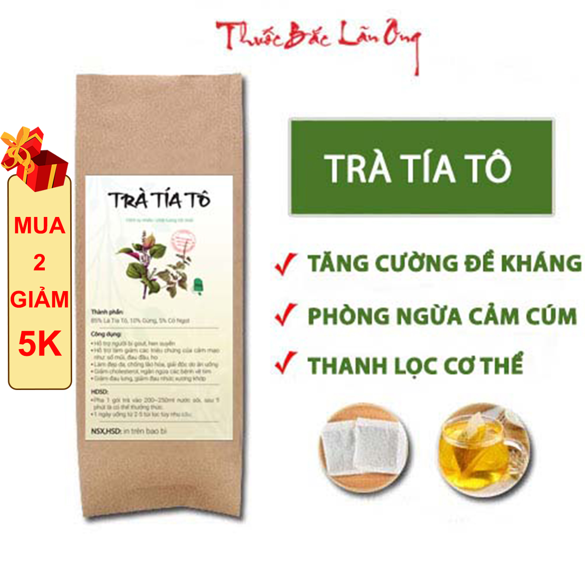 Trà tía tô tăng cường sức đề kháng thanh lọc cơ thể giải cảm